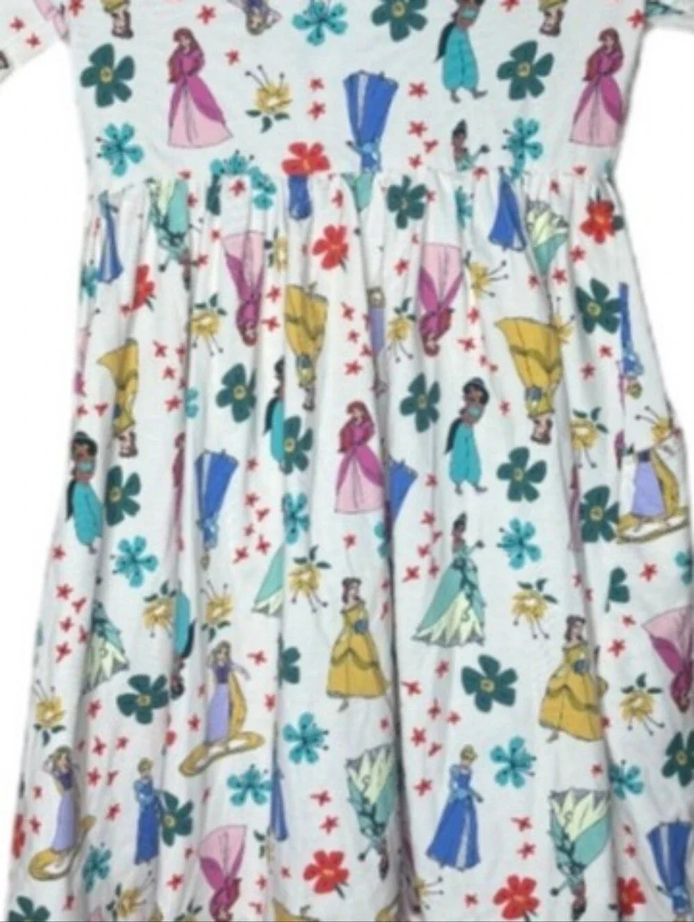 Hanna Andersson Disney Princess White Long-Sleeve Shater Dress 120cm/6-7